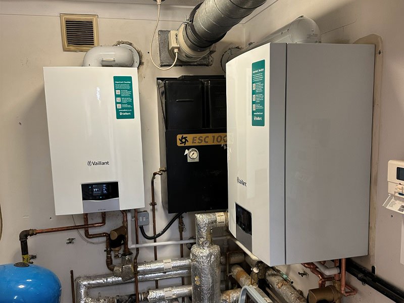 Commercial mechanical room plumbing equipment